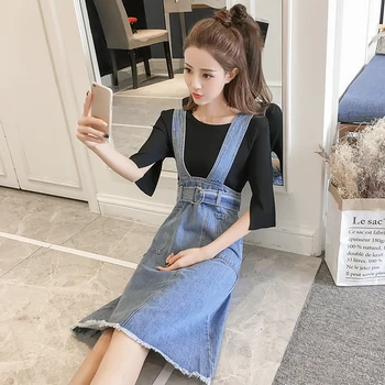 Zoki Elegant Denim Femei Rochie Fără Mâneci Bretele Blugi Rochie De Moda De Primăvară Talie Mare Tunica O Linie Coreean Rochie Albastră 2020