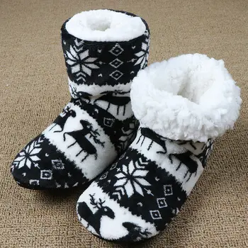 Femeile Blana de Iarnă Acasă de Crăciun, Papuci de Casă Caldă Papuci de Pluș Flip Flops Elan Bumbac Interior alunecare pe Podea Caldă Pantofi Ciorap