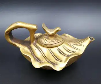 China Colectie alamă Sculptate Pasăre Frunze Ceainic Ceainic
