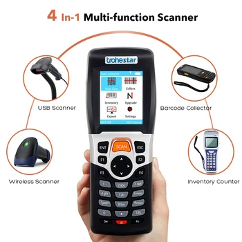 Trohestar Wireless de coduri de Bare 1D Cititor de Cod de Bare portabil Portabil Inventar Contra Colector de Date PDA, Scanere de coduri de Bare