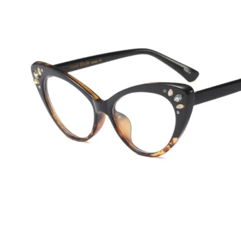 2018 ochi de pisica rama de ochelari femei Vintage Stras transparent rame ochelari de lux Roz clar tocilar moda ochelari de vedere oculos