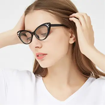 2018 ochi de pisica rama de ochelari femei Vintage Stras transparent rame ochelari de lux Roz clar tocilar moda ochelari de vedere oculos