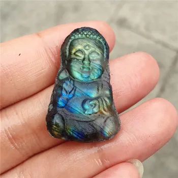 Frumos cristal sculpturi naturale sculptate manual labradorit piatra drăguț Buddha Pandantiv colier moda bijuterii cadouri 1buc