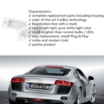 2 buc Canbus auto de lumină led-uri de lumină de inmatriculare lampa spate styling auto se potrivesc pentru Audi A3 8P A4 B6 B7 A5 A6 4F Q7 accesorii auto