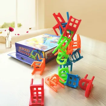 18pcs/set Joc de Bord Echilibru Scaune pentru Adulti Copii Joc de Stivuire Părinte-copil DIY Jucărie Interactiv de Divertisment
