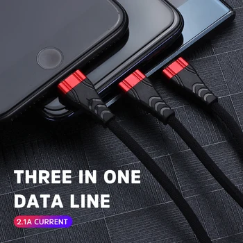 Kivee 3 in 1 USB Cablu de încărcare Micro USB de Tip C Pentru iPhone 7 8 X Plus Xiaomi Samsung Android Cabluri USB Cablu de Date