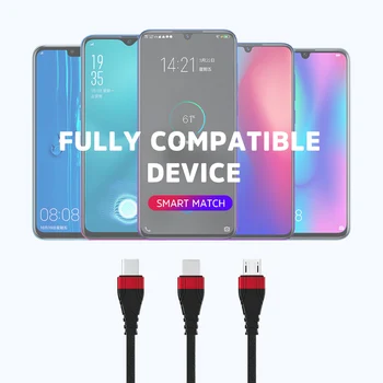 Kivee 3 in 1 USB Cablu de încărcare Micro USB de Tip C Pentru iPhone 7 8 X Plus Xiaomi Samsung Android Cabluri USB Cablu de Date