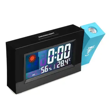 Proiecție digitală Ceas Deșteptător Display LCD Cu 180° Rotativ de Proiecție Temperatura Umiditate Termometru Higrometru de Trezire,