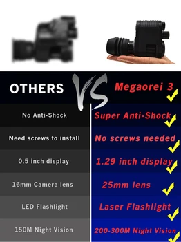 Toate Noile Megaorei 3 Noaptea domeniul de Aplicare Viziune Monoculară Camera de Vânătoare HD720P Digital Video Recorder cu 850nm IR Laser Lanterna