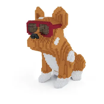 Cool Ochelari de vedere Bulldog, Câine Animal de animale de Companie Roșu 3D DIY Model de Mini Blocuri Mici de Diamant bloc pentru Copii