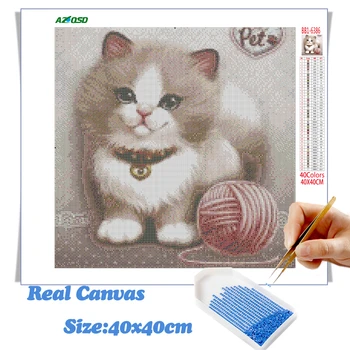 AZQSD Pătrat Complet 5D DIY Diamant Pictura Animal Cruce Cusatura de lucru Manual Diamant Broderie Mozaic Pisica Decor Acasă Kituri