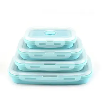 3/4 bucata set pliabil din silicon alimentar cutie de prânz salata de fructe de depozitare alimente cutie container tacâmuri convenabil cutie de prânz