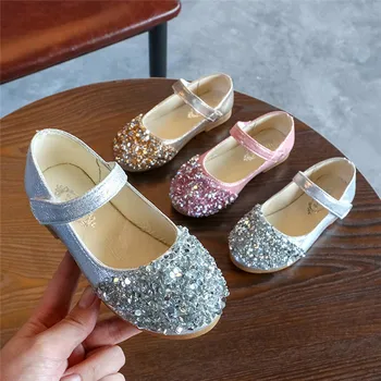 Printesa Copii Pantofi De Piele Pentru Fete De Flori Casual Sclipici Copiii De Cristal Cu Toc Fete Singure Pantofi Pantofi Fluture