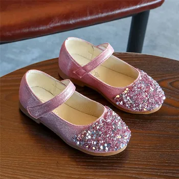 Printesa Copii Pantofi De Piele Pentru Fete De Flori Casual Sclipici Copiii De Cristal Cu Toc Fete Singure Pantofi Pantofi Fluture
