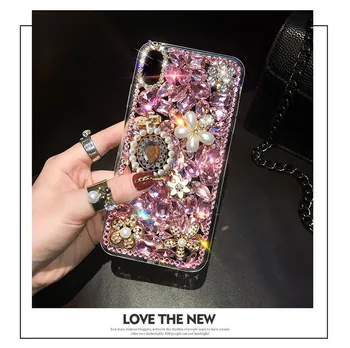 XSMYiss 3D Cazul în care Telefonul Bling Diamant Pentru Huawei Honor 8 9 10 20 lite 7X 8X V10, V20 Nova2 3 4 5 Telefon Cristal Acoperi de Flori decora