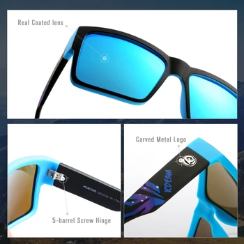 KDEAM Recomanda Pătrat Polarizat ochelari de Soare Pentru Barbati Femei în aer liber Nuante Ultra-gros Elastic Vopsea Cadru 5-Butoi Balamale