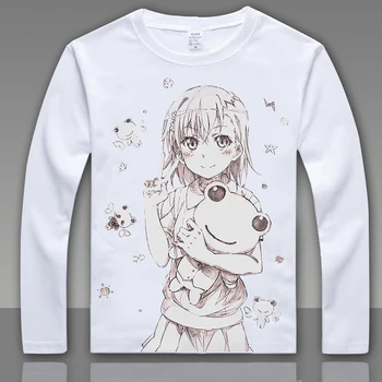 Moda Toaru Kagaku nu Railgun tricou Misaka Mikoto Cosplay Maneca Lunga T-Shirt Anime Topuri Tee Pentru Barbati Femei T-shirt L004