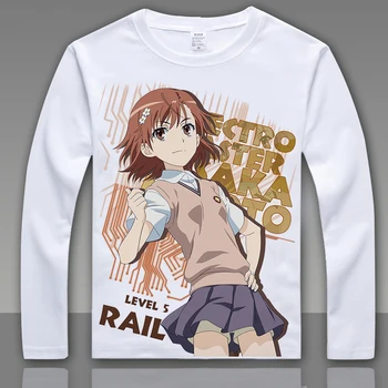 Moda Toaru Kagaku nu Railgun tricou Misaka Mikoto Cosplay Maneca Lunga T-Shirt Anime Topuri Tee Pentru Barbati Femei T-shirt L004