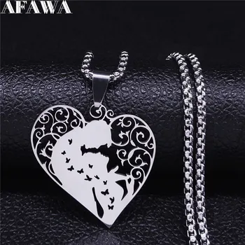 Inima Dragoste Pasăre de Oțel Inoxidabil Coliere pentru Femei de Culoare de Argint Colier Bijuterii collier femme Cadou de Ziua Îndrăgostiților N4438S01