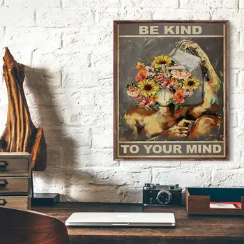 Mental Oală Cap De Afiș A Fi Un Fel De A-Ți Mintea Poster De Sănătate Mintală Decor De Perete Vintage Postere De Arta De Perete Pictura Acasă Decor