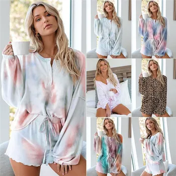 2020 Femei Noi 2 buc Sleepwear Sexy Imprimare de Vară pantaloni Scurți de Pijama Set Doamnelor Pijamale de sex Feminin Pijamale Pijama Set Acasă