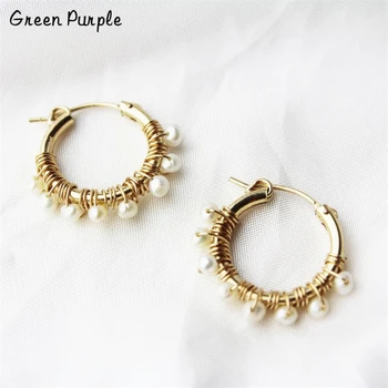 Cercul de aur Cercei Handmade Perle Naturale Cercei Bijuterii Brincos Minimalism Pendientes Cercei pentru Femei Oorbellen
