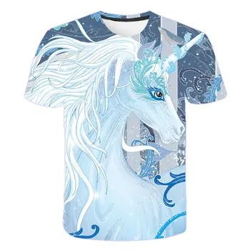 Fată Băiat Unicorn t-shirt, Bluze Baieti tricou Copil Haine Tricouri Copii Fata 4-14 Ani Vară Mâneci Scurte Imprimate 3D Drăguț Tees