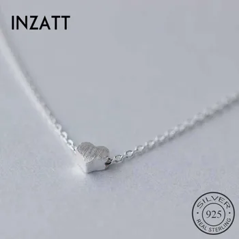 INZATT Real Argint 925 Drăguț Îngheț Inima Cravată Colier Bijuterii Fine Pentru Femei Petrecerea de Nunta Accesorii