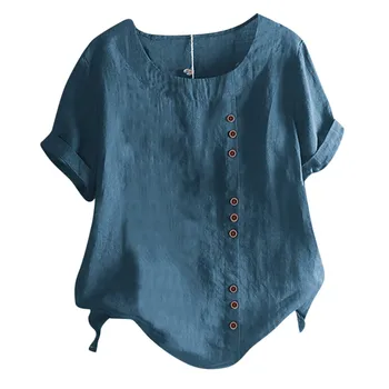 Блузка Женская 2020 Moda Bluza Femei de Epocă, O-neck Floral Buton de Cămașă Mâneci Scurte Top Bluza Plus Dimensiune Blusas @35