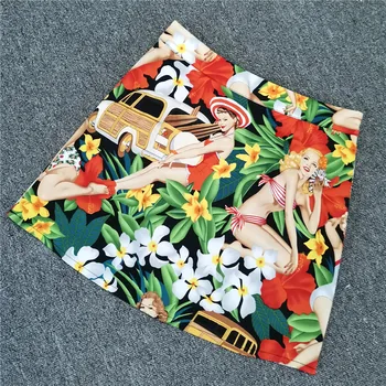 Vintage Harajuku O Linie Fusta de Plaja Femei de Vara Pista Florale Imprimate Vest Fata Imprimate Punk Doamnelor 50 de ani Partidul Mini Skater