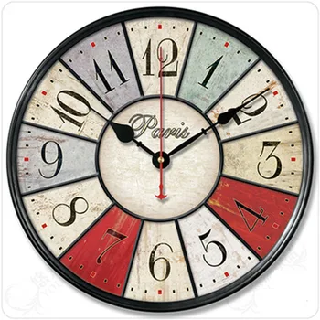 Epocă în aer liber, Ceas de Perete cu Design Modern Bara de Metal Muntele Rotund Ceas Retro Horloge Murale Klok din Lemn, Ceasuri de Perete Modele EE50