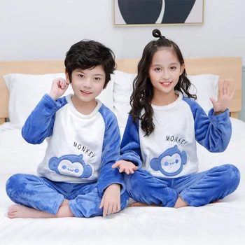 2020 Iarna Copii Seturi De Pijamale Cald Pijamale Baieti Fete Pijamale Flanel De Lână Lenjerie De Corp Pentru Copii Copil Copil Acasă Haine