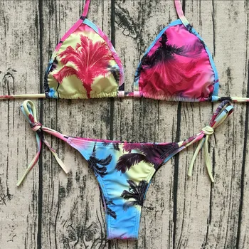 2018 Sexy Bikini Roșu Floral-Costum De Baie Feminin Face Baie Brazilian Costum De Baie Trikini Femei Costum De Baie Pentru Femei Costume De Baie Biquini