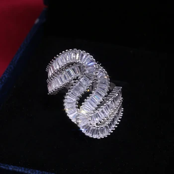 HUITAN Hiperbola Moda Placat cu Argint Inel Încrustat Cu Cubic Zircon Cristal Inel Femei Fete Petrecere de Aniversare, Cadouri de Dimensiune 6 -10