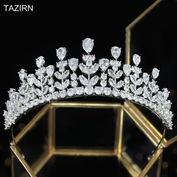 Printesa Zircon Coroane Tiara Diadema Zirconia Pietre De Cristal Royal Regina Pentru Concurs Petrecere De Bijuterii De Mireasă