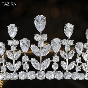 Printesa Zircon Coroane Tiara Diadema Zirconia Pietre De Cristal Royal Regina Pentru Concurs Petrecere De Bijuterii De Mireasă
