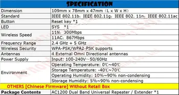 Chin-Firmware 11AC 1200M Dual Band 2.4+5 ghz Wireless Extender Repetor Amplificator AP Accesoriu WiFi Hotspot WiFi amplificator de semnal
