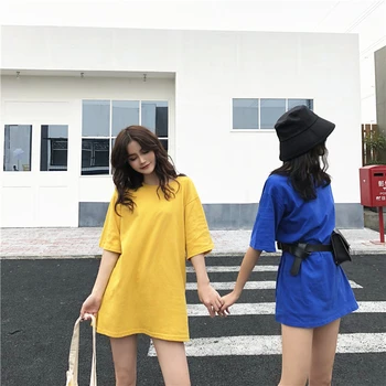 Colorfaith Noi 2020 Femei De Vara T-Shirt Solid Mai Multe Culori Bottom Casual Coreeană Stil Minimalist Moale Topuri Largi T3664