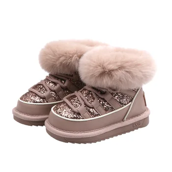 Cizme de zapada copii paiete printesa bumbac cizme stil coreean blana de iepure pentru copii pantofi pentru a păstra copilul cald în timpul iernii