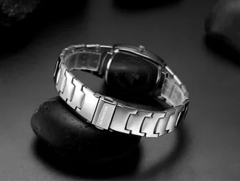 Kingnuos Brand De Lux De Moda Din Oțel Dreptunghi Cuplu De Cuarț Watchs Calendar Minimalist Mâinile Luminos Ceas De Mână Rezistent La Apă