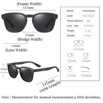 YUNSIYIXING Pătrat Polarizat ochelari de Soare pentru Barbati Brand Clasic de Conducere Accesorii Ochelari de Soare Anti Blue Ray Acoperire Bărbați Ochelari 3307
