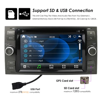 2 Din DVD Auto GPS Radio Multimedia Player Video Pentru Ford Focus Mondeo Tranzit C-MAX Fiest GPS RDS Furtul de Control Roata HD1080P