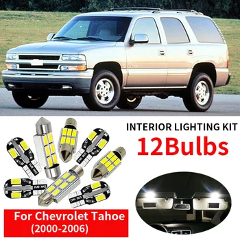 12pcs Auto Interior Becuri cu LED-uri Kit Pentru 2000 2001 2002 2003 2004 2005 2006 Chevy Chevrolet Tahoe Dom Harta Lampa plăcuței de Înmatriculare