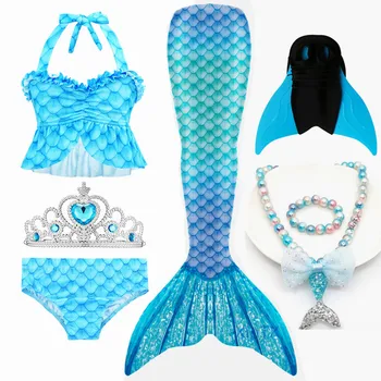 NOU!Copii fete Coada de Sirena mă înec în Bikini Set Costum de Baie de Lux Copiii Coada de Sirena Costum Cosplay 3-12Y
