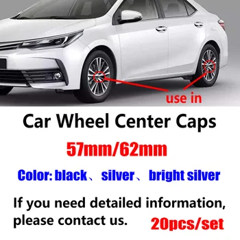 20buc 57mm 62mm 60mm negru argintiu Roți auto Center Caps hub acoperă emblema pentru toyota accesorii Auto