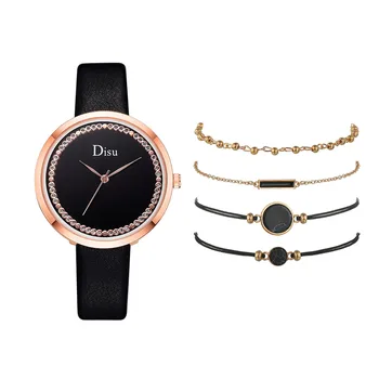 5Pcs Femei Ceasuri Set Casual Moda Brățară Ceas de Lux de Brand, Stras din Oțel Inoxidabil Cuarț Ceas Montre Femme