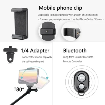 Vamson Mini Selfie Trepied pentru iPhone XR 8 X 7 6s Plus Bluetooth Selfie Stick Monopod Portabile Pentru xiaomi pentru Huawei VP425