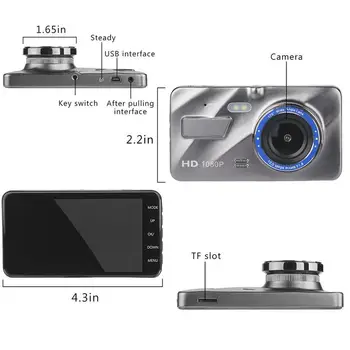 HD 4 Inch Dual Lens Suport de Inversare Imagine 1080P Dash Cam Dual Lens Camera de DVR Auto 4