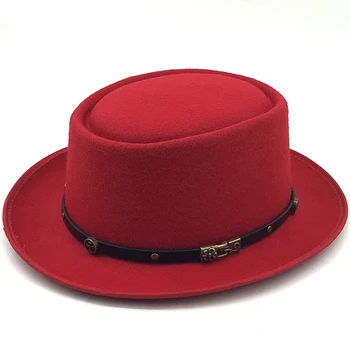 Simplu Lână Bărbați Pork Pie Hat Pentru Tata Negru Pălărie Fedora Pentru Domn Plat Bowler Șăpcuța Jazz De Top Hat