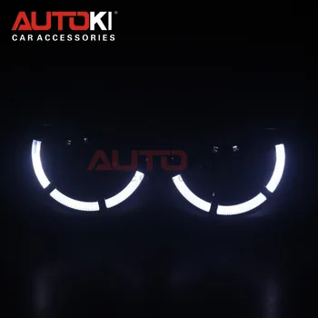 AUTOKI 2018 Noi cu LED-uri angel eyes Polo Sport + metal Super H1 3.0 inch Bi-xenon Proiectoare faruri lentile pentru H4, H7, 9005 9006